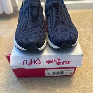 Ryka Women’s Slip-On Knit Sneaker in Navy Blue